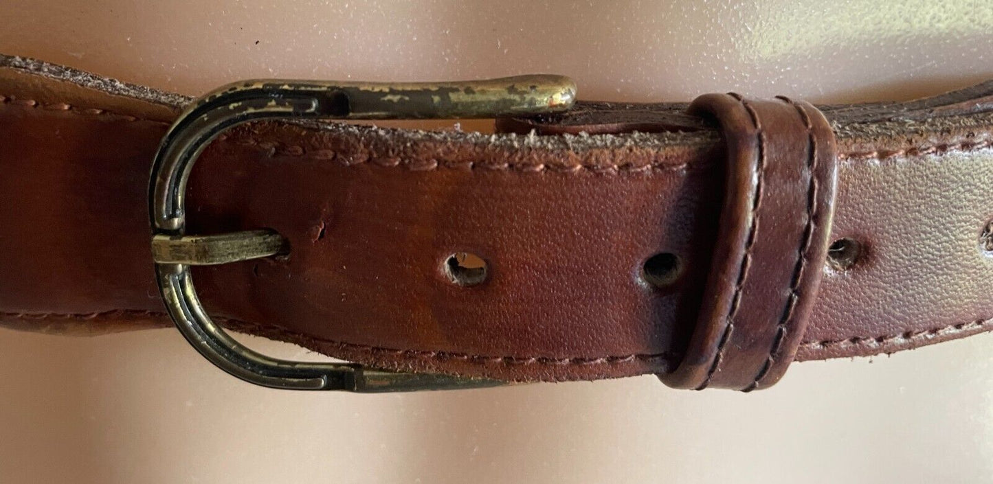 WEISS Tan Leather Belt 3cm Wide Size 12 To Fit Waist 70.5 - 77.5cm (2) Vintage