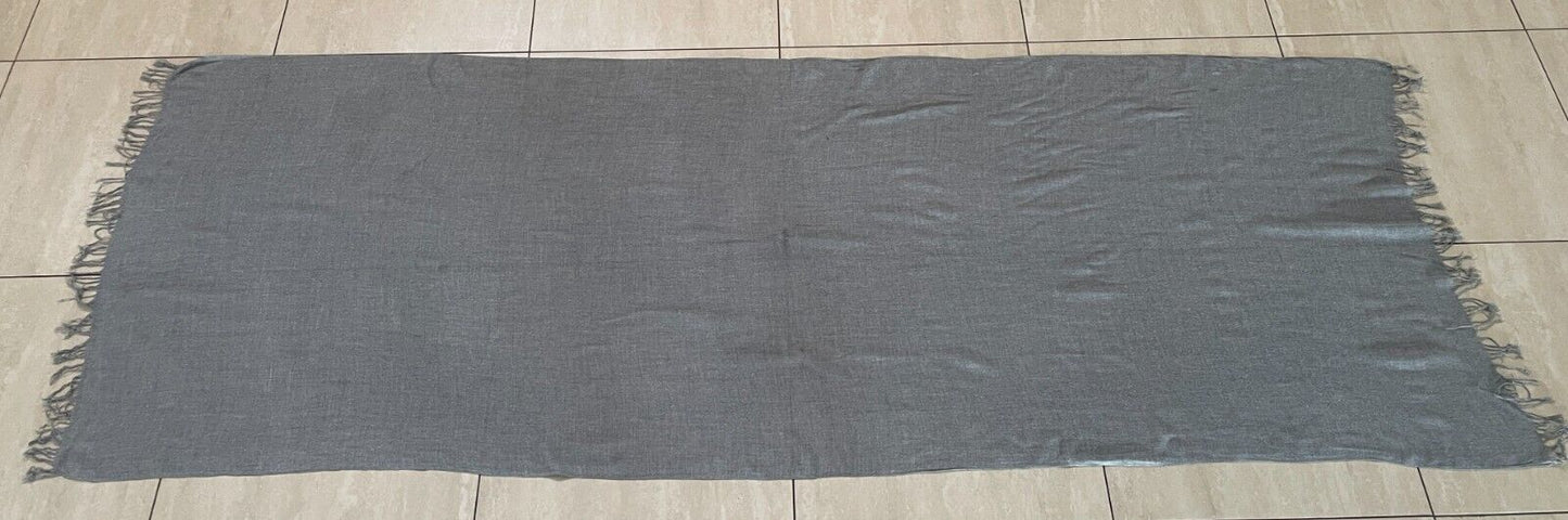 Neck Scarf Light Grey Fringed Wrap Lightweight Fabric Rectangle Wrap Shawl