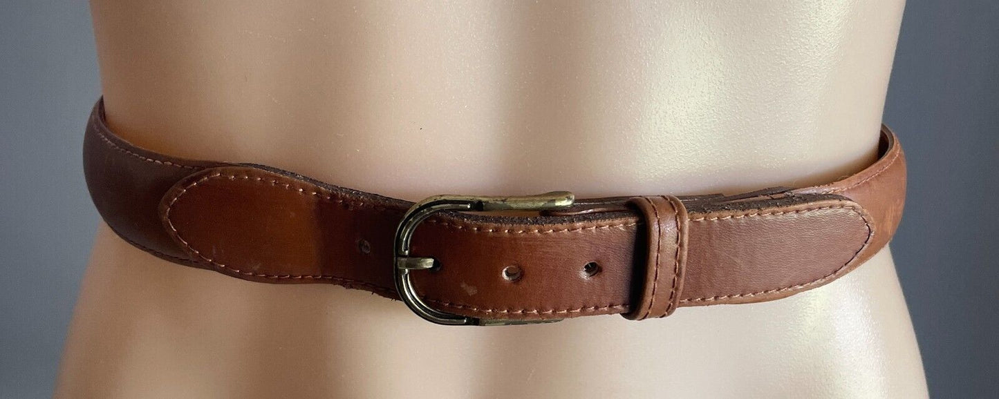 WEISS Tan Leather Belt 3cm Wide Size 12 To Fit Waist 70.5 - 77.5cm (1) Vintage