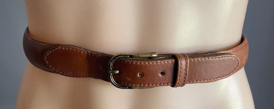 WEISS Tan Leather Belt 3cm Wide Size 12 To Fit Waist 70.5 - 77.5cm (1) Vintage
