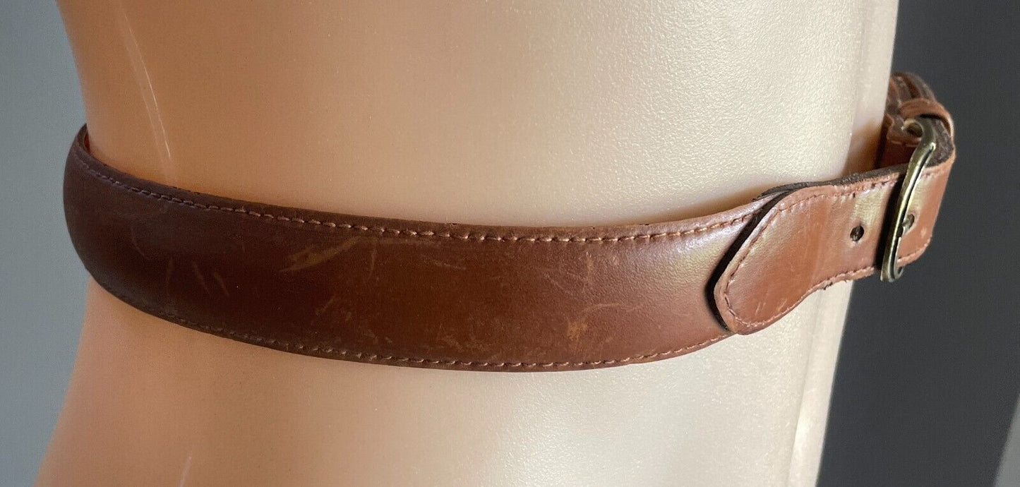 WEISS Tan Leather Belt 3cm Wide Size 12 To Fit Waist 70.5 - 77.5cm (1) Vintage