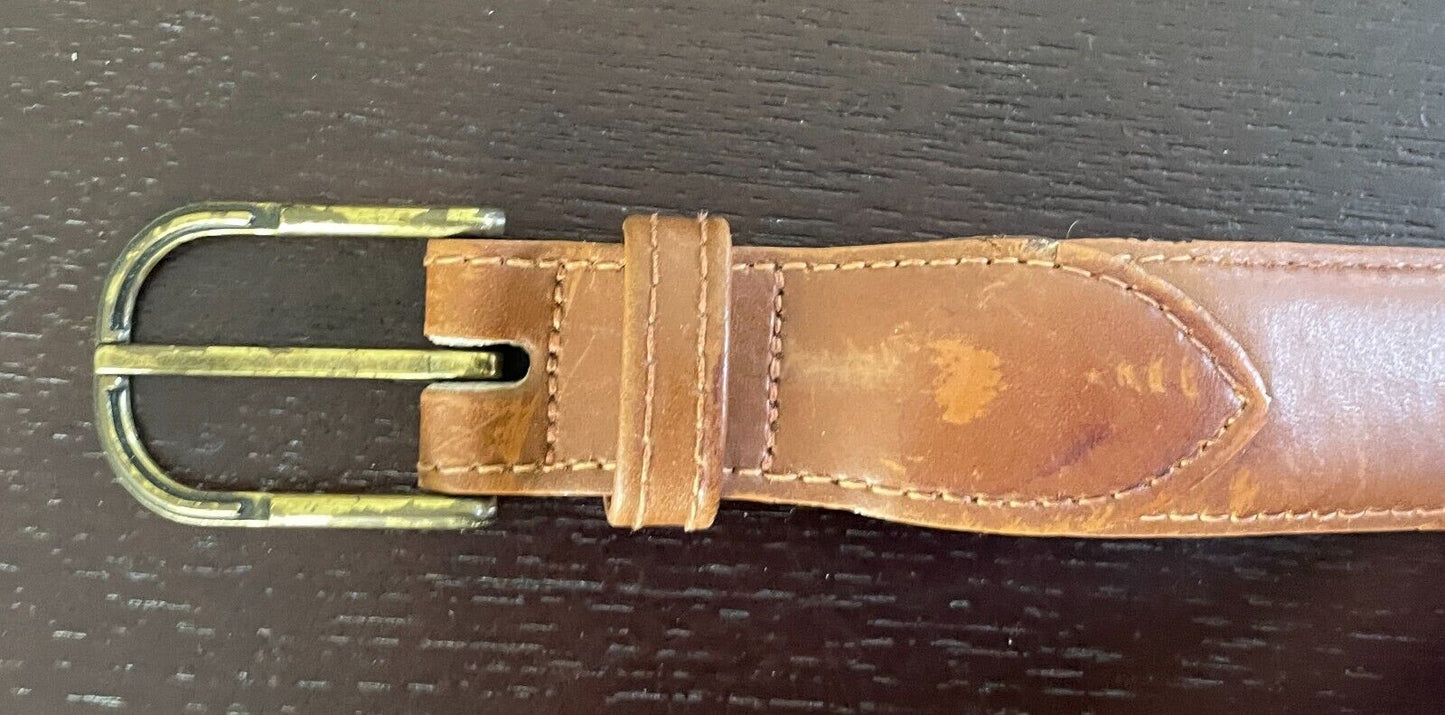 WEISS Tan Leather Belt 3cm Wide Size 12 To Fit Waist 70.5 - 77.5cm (1) Vintage
