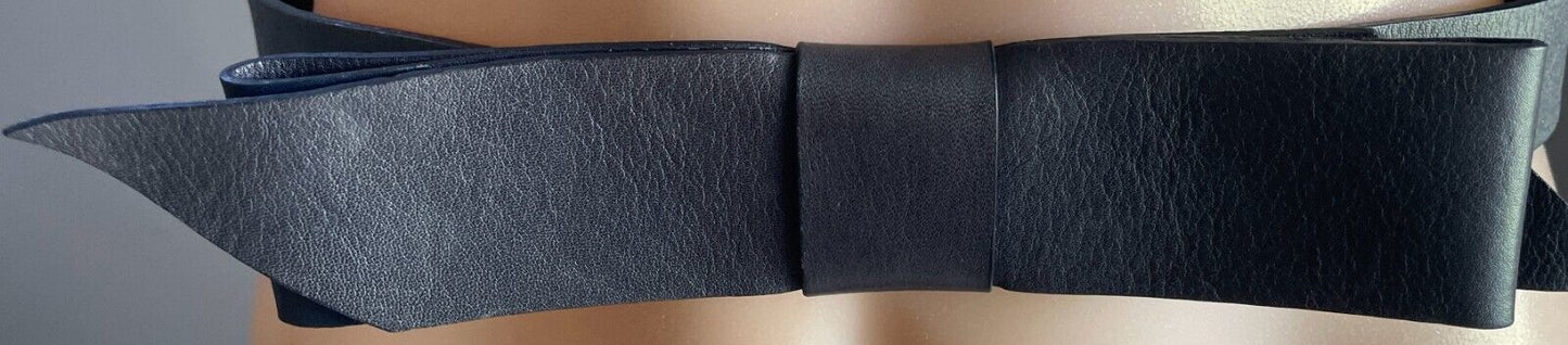 Black Pleather Belt 2.5- 4cm Wide Bow Trim To Fit Waist  72 - 77cm