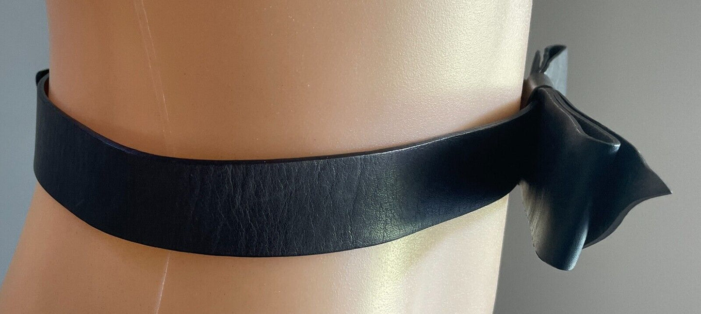 Black Pleather Belt 2.5- 4cm Wide Bow Trim To Fit Waist  72 - 77cm
