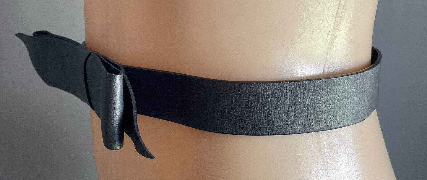 Black Pleather Belt 2.5- 4cm Wide Bow Trim To Fit Waist  72 - 77cm