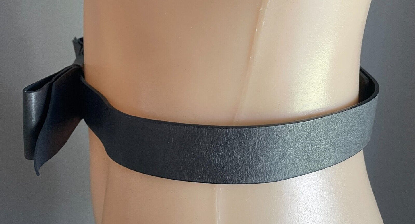 Black Pleather Belt 2.5- 4cm Wide Bow Trim To Fit Waist  72 - 77cm