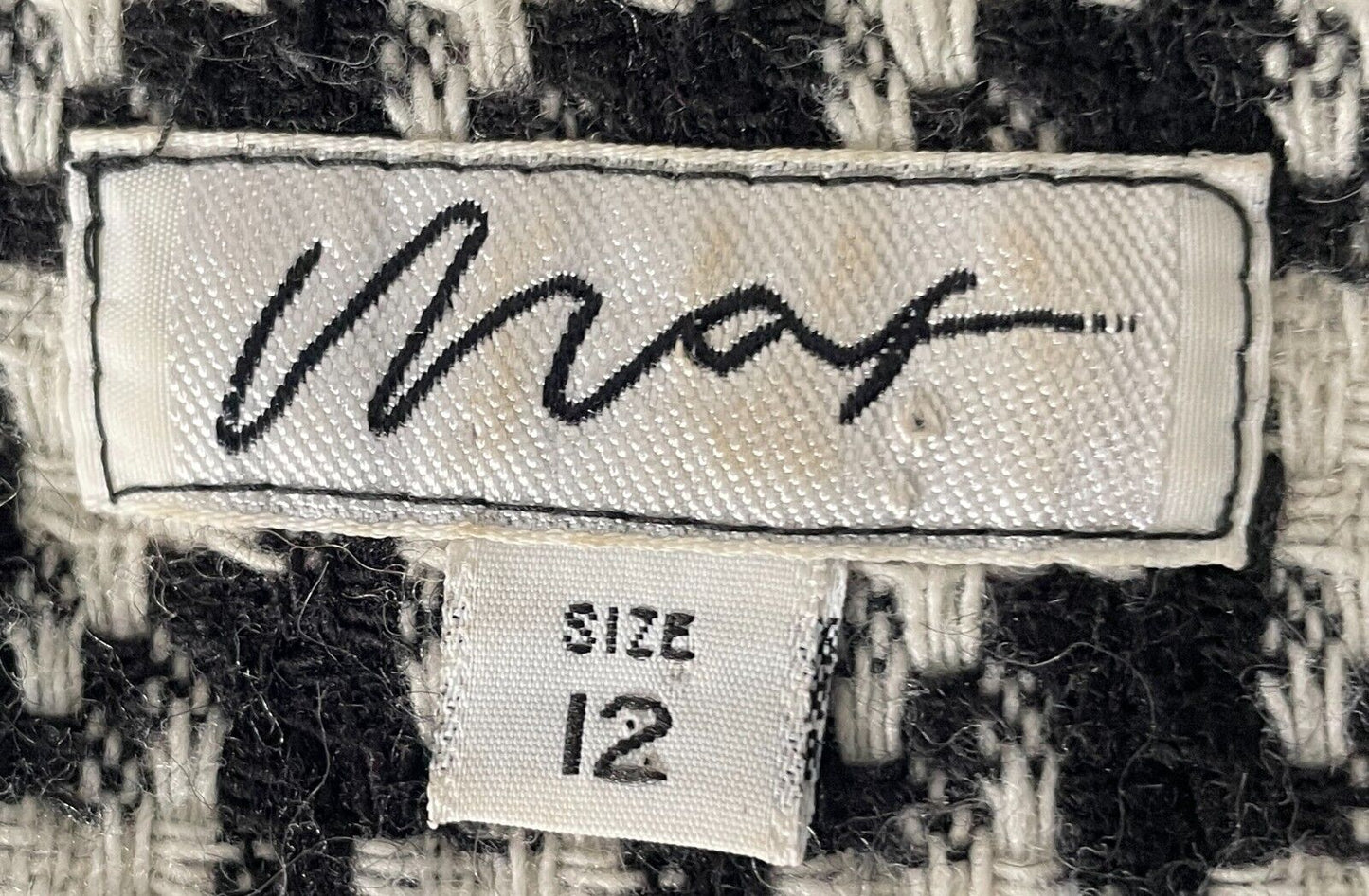 MAX Black & White Houndstooth Long Sleeve Cropped Jacket Size 12 New Zealand