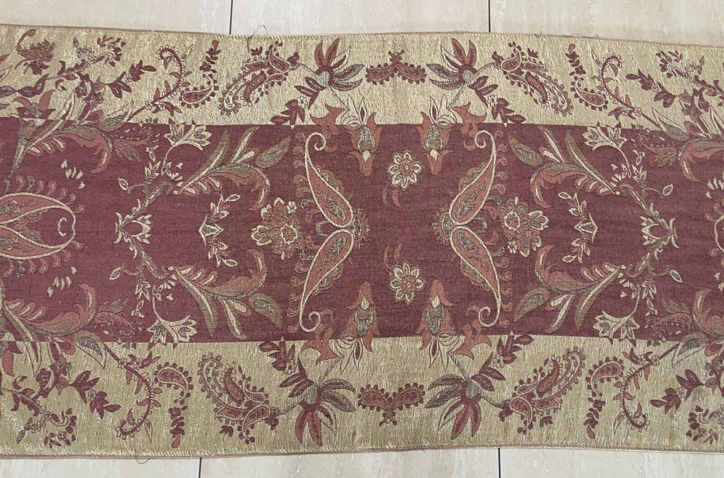 Large Shawl Neck Scarf Gold Pink Peach Floral & Paisley Print Wrap Fringed NEW
