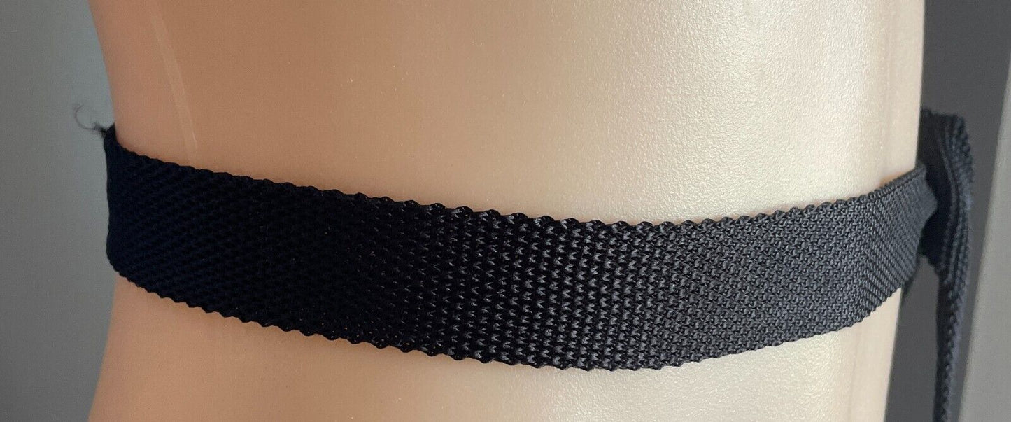 Belt Black Fabric Webbing Waist Tie 3.5cm Wide x 130cm Long