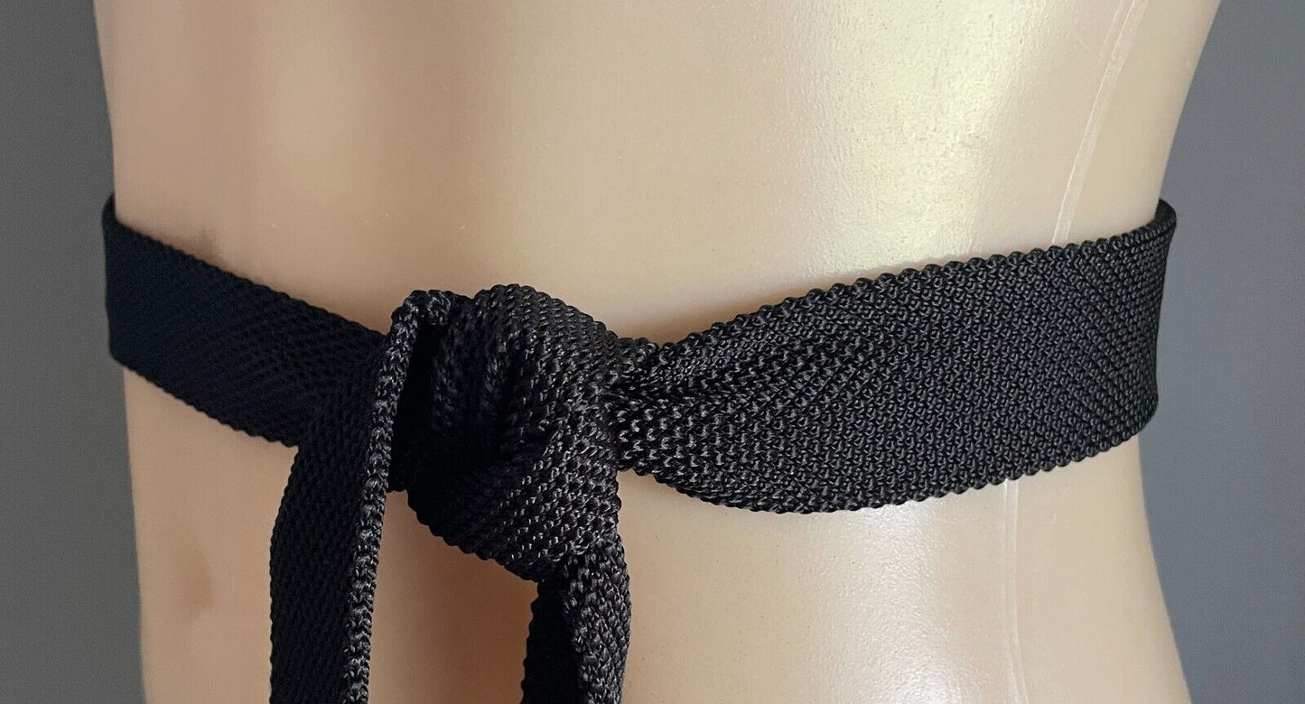 Belt Black Fabric Webbing Waist Tie 3.5cm Wide x 130cm Long