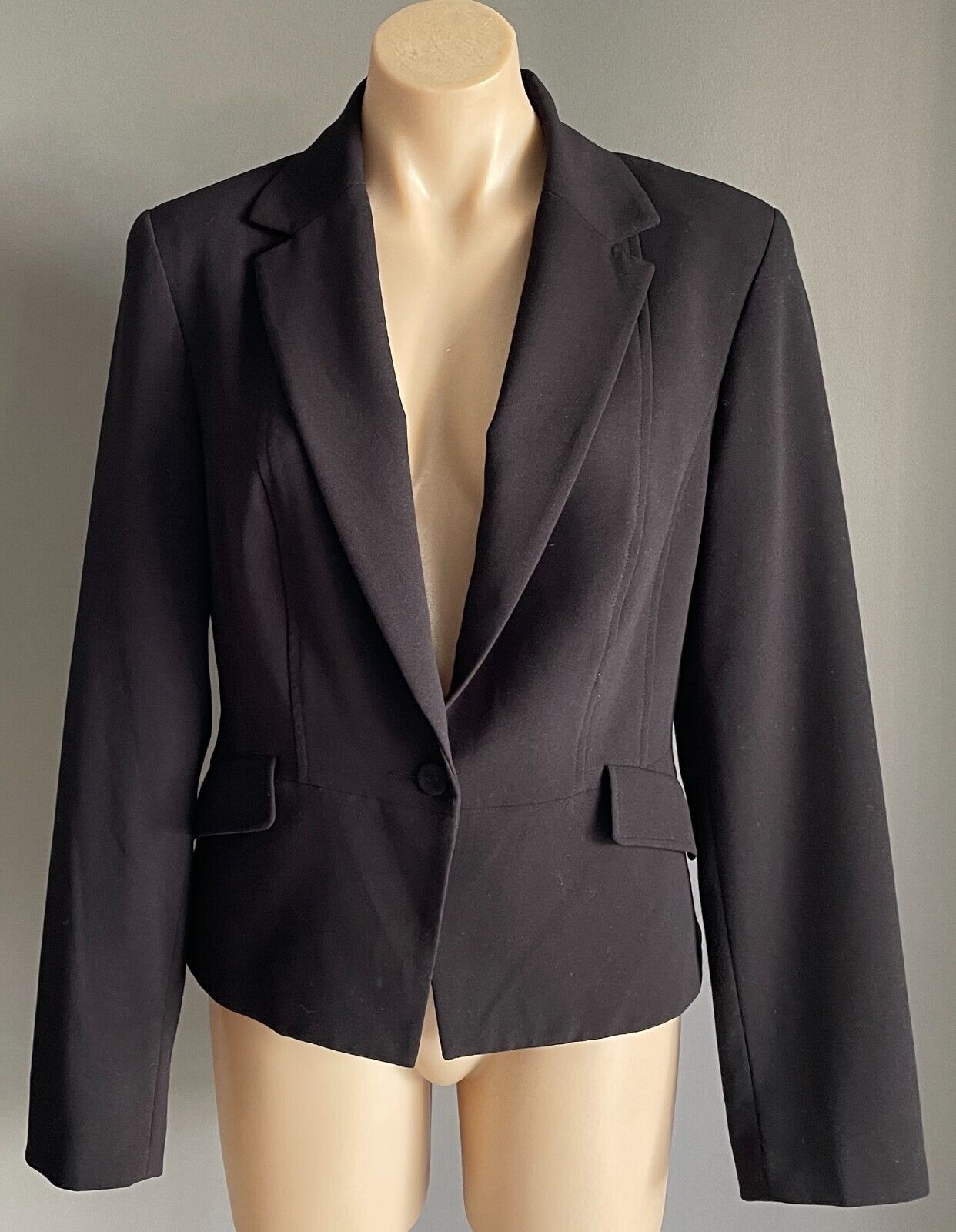 TOKITO Black Jacket Blazer Single Breasted Size 12 Long Sleeves Lined Collar