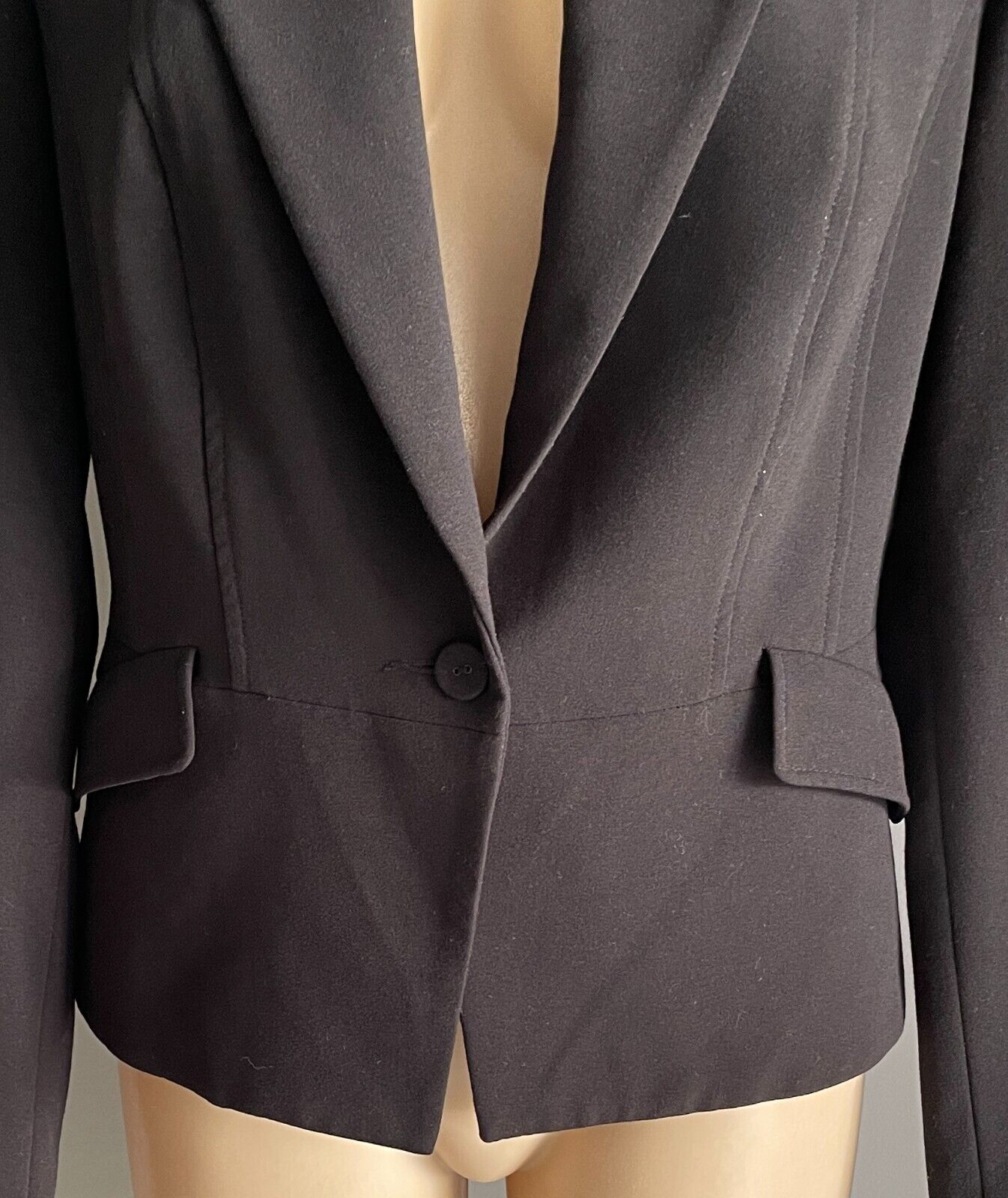 TOKITO Black Jacket Blazer Single Breasted Size 12 Long Sleeves Lined Collar