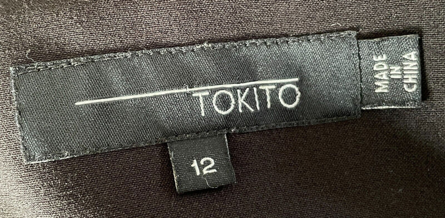 TOKITO Black Jacket Blazer Single Breasted Size 12 Long Sleeves Lined Collar