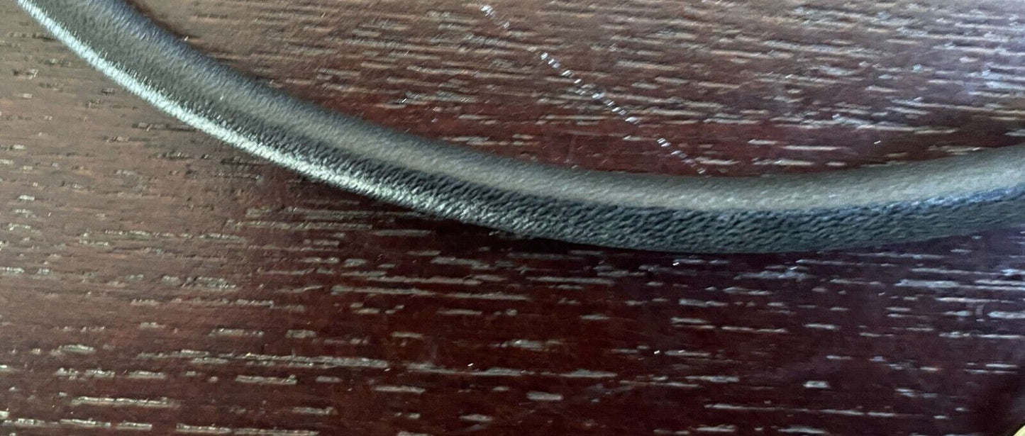 Vintage Black "Round" Thin Leather Belt w Hanging Silver Chain Trim Size 8 - 10