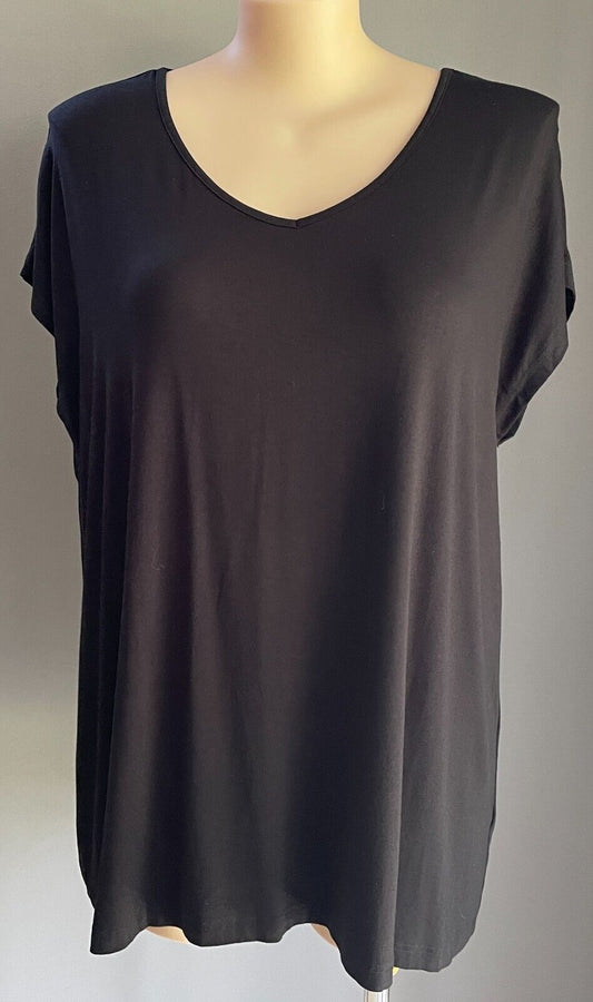 BELLE CURVE Top Black Extended Sleeve V-Neck T Shirt Tee Plus Size 22 +