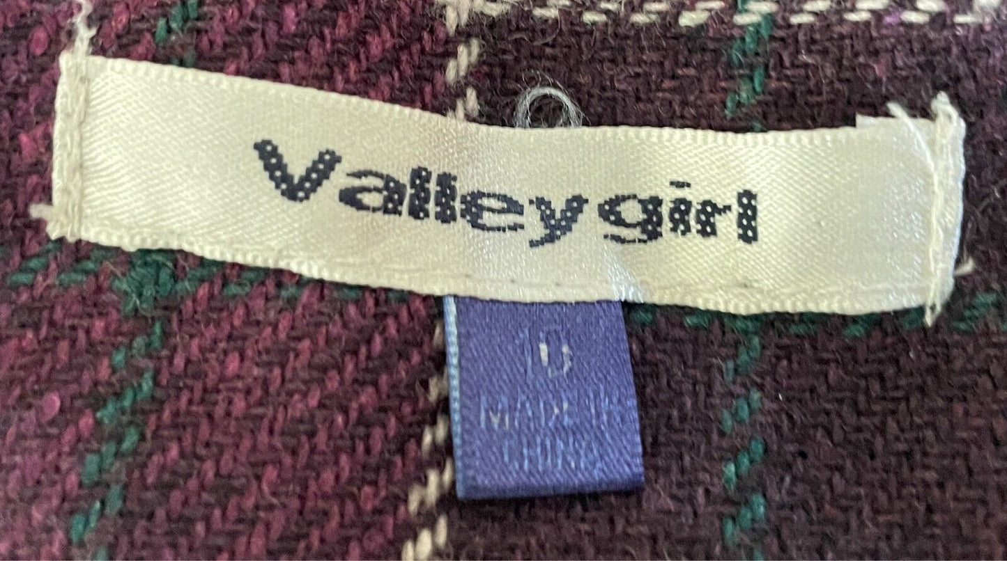 VALLEYGIRL Mini Shift Dress Belt Purple Check Sleeveless Size 10 1960s Mod Look