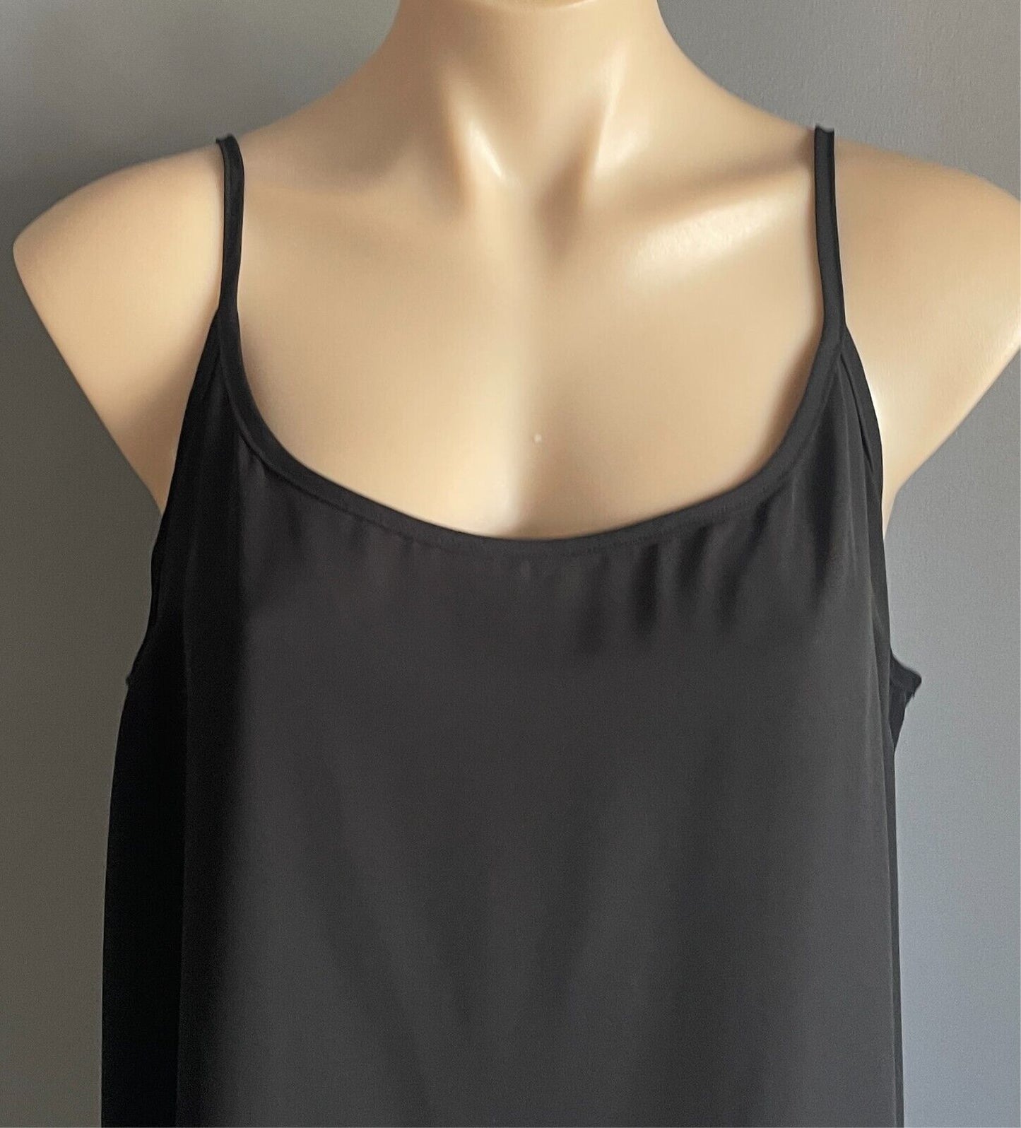 PIPER PETITES Slip Dress Black Sleeveless Short Length Size 14 Adjustable Straps