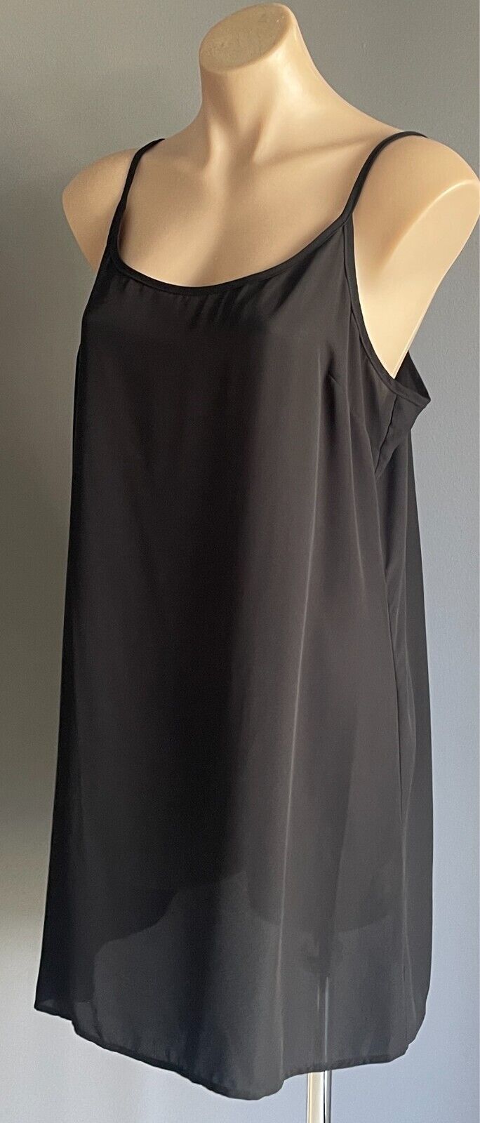 PIPER PETITES Slip Dress Black Sleeveless Short Length Size 14 Adjustable Straps