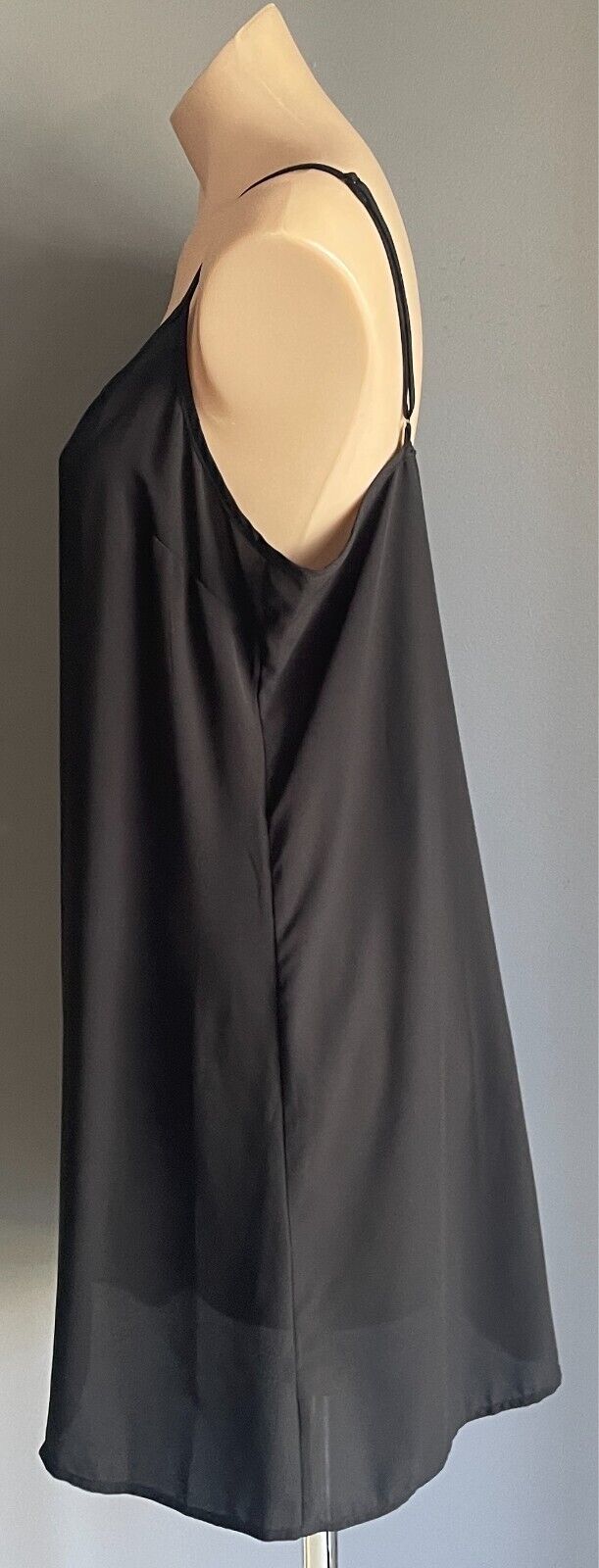 PIPER PETITES Slip Dress Black Sleeveless Short Length Size 14 Adjustable Straps