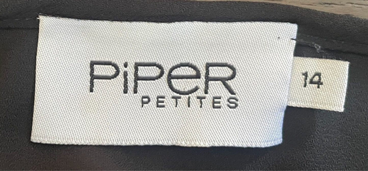 PIPER PETITES Slip Dress Black Sleeveless Short Length Size 14 Adjustable Straps