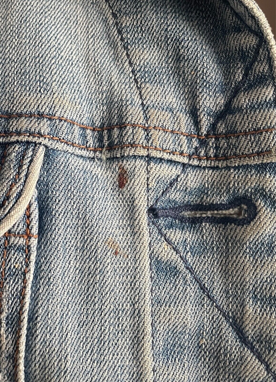 JAG Faded Denim Jacket Size 12 Classic Cut Long Sleeves Distressed Mens