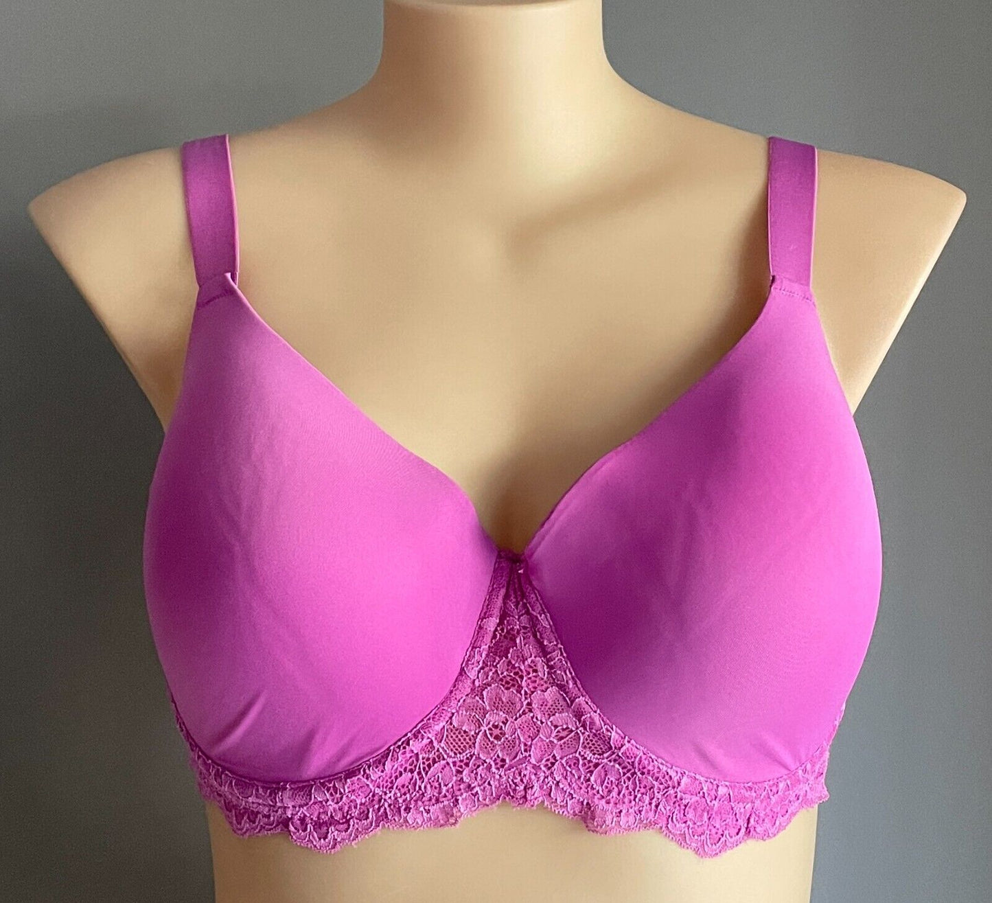 ANKO Light Purple Full Figure Lace Wing T-Shirt Underwire Bra Sze 16E Adjustable