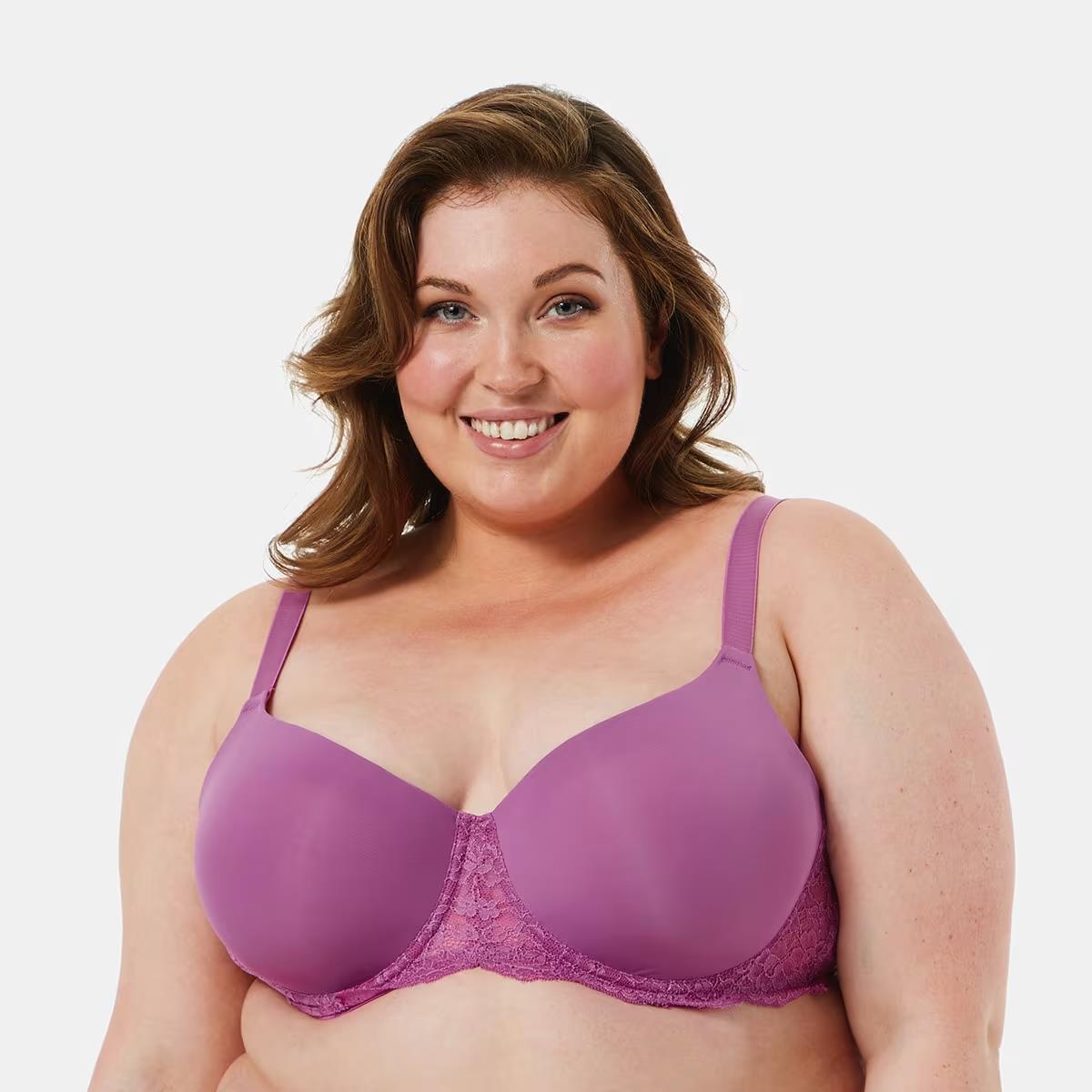 ANKO Light Purple Full Figure Lace Wing T-Shirt Underwire Bra Sze 16E Adjustable