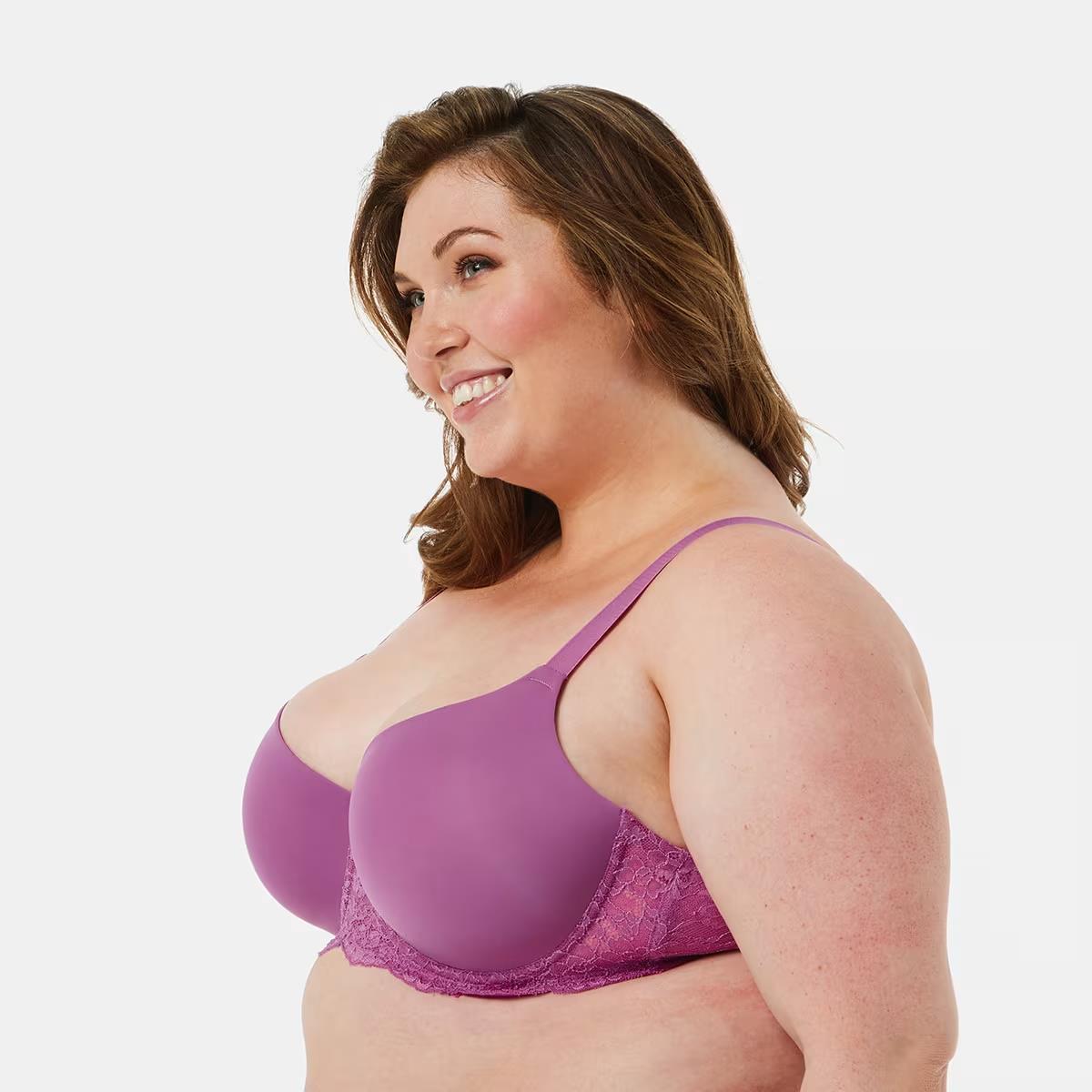 ANKO Light Purple Full Figure Lace Wing T-Shirt Underwire Bra Sze 16E Adjustable
