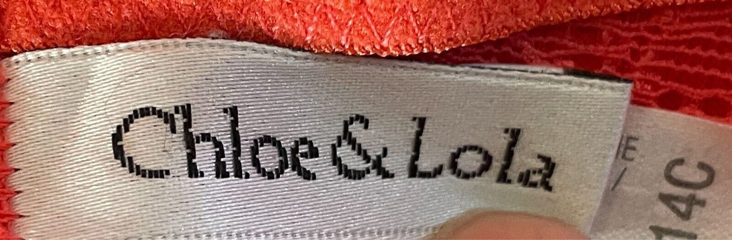 CHLOE & LOLA Coral Smooth Cup Bra Size 14C Lace Racer Back Adjustable Straps