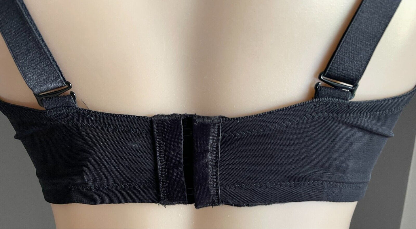 GAZONGAS Hot Mama Bra Black Maternity/Feeding Bra Size 12F Underwire Self Stripe