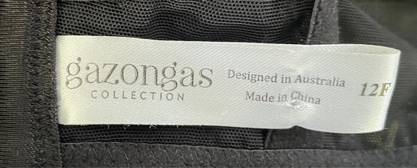 GAZONGAS Hot Mama Bra Black Maternity/Feeding Bra Size 12F Underwire Self Stripe