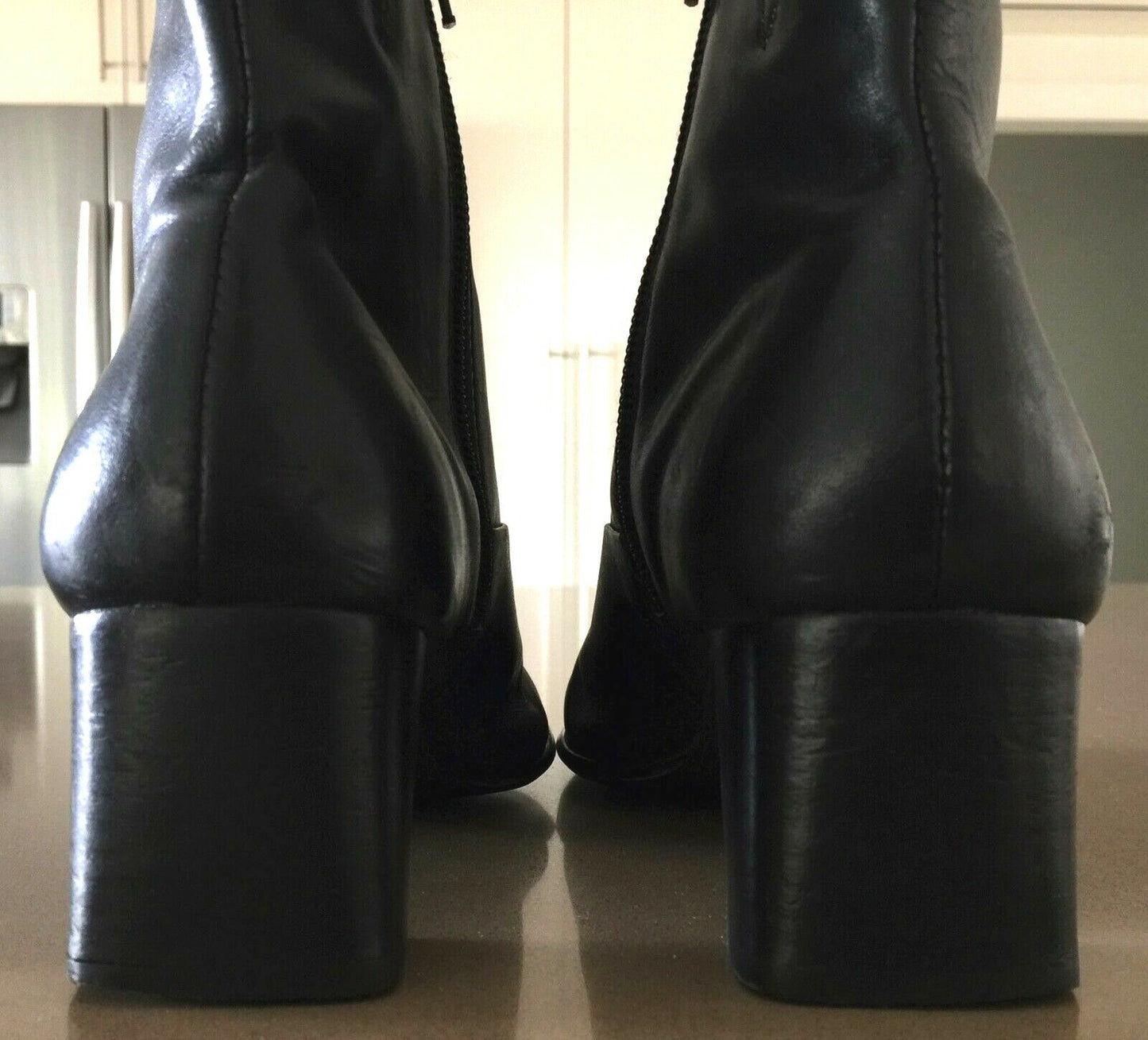 EASY STEPS "Mayday" Leather Ankle Boots Black Booties Ladies Size 5.5C