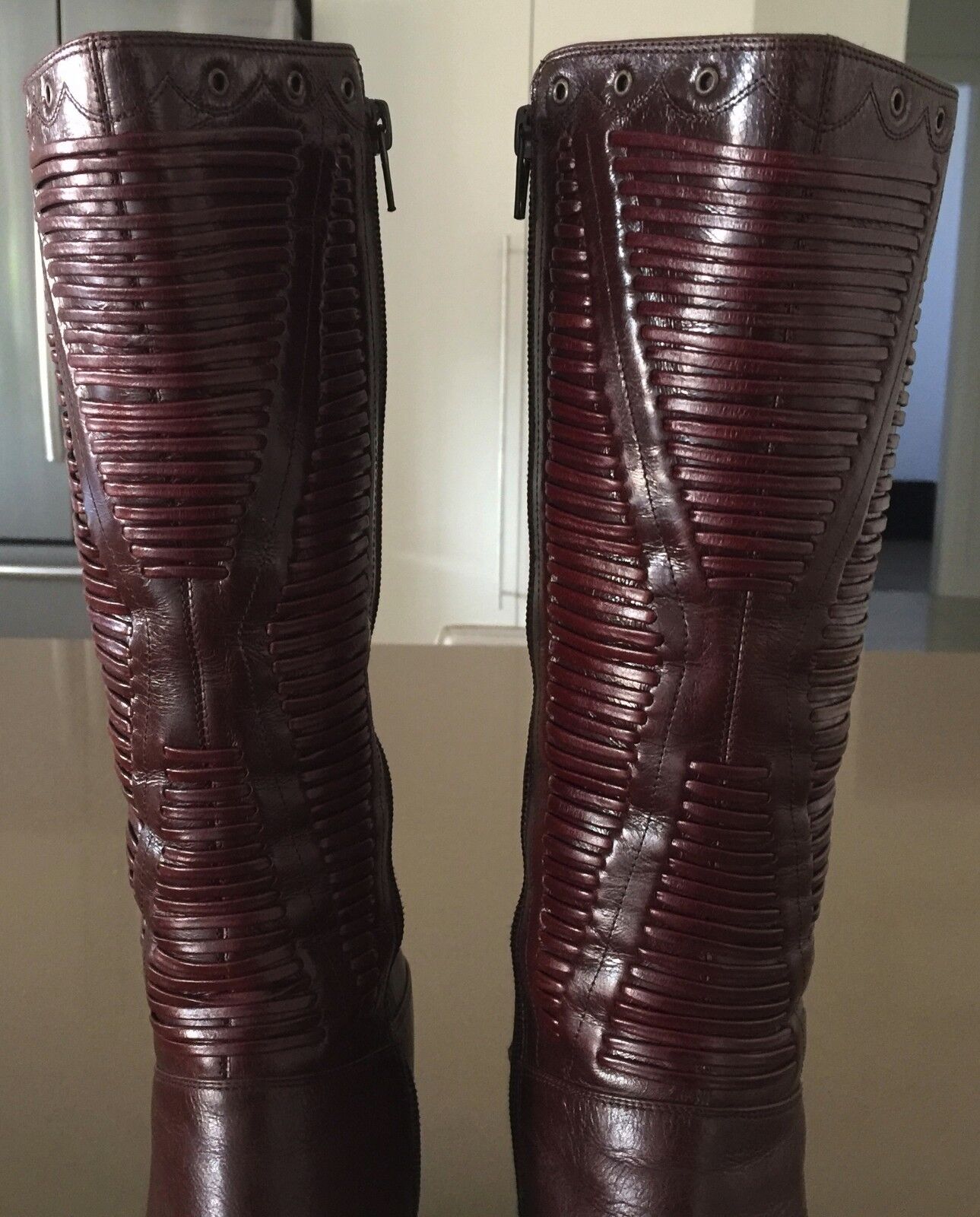 Leather High Boots Rich Dark Tan Pointy Toes 9cm Heel Boots Ladies Size 36.5
