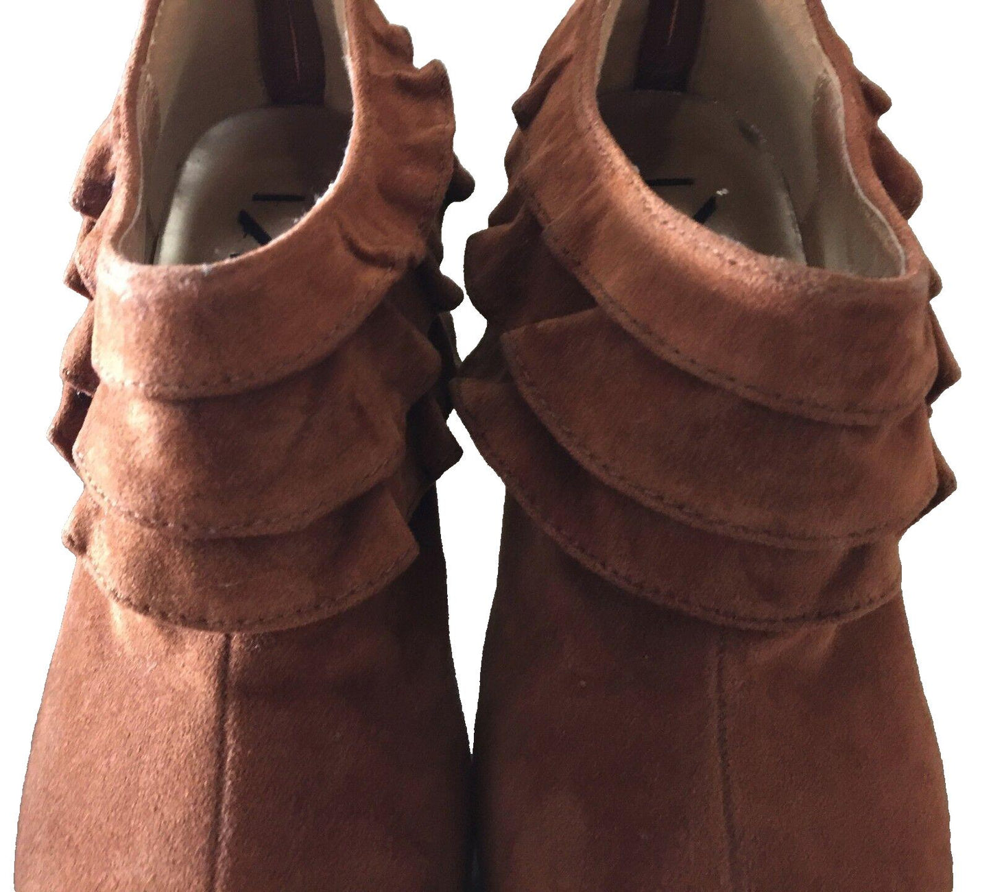 OKI Ankle Boots Tan Suede Look & Feel Stiletto Booties Ladies Size 35