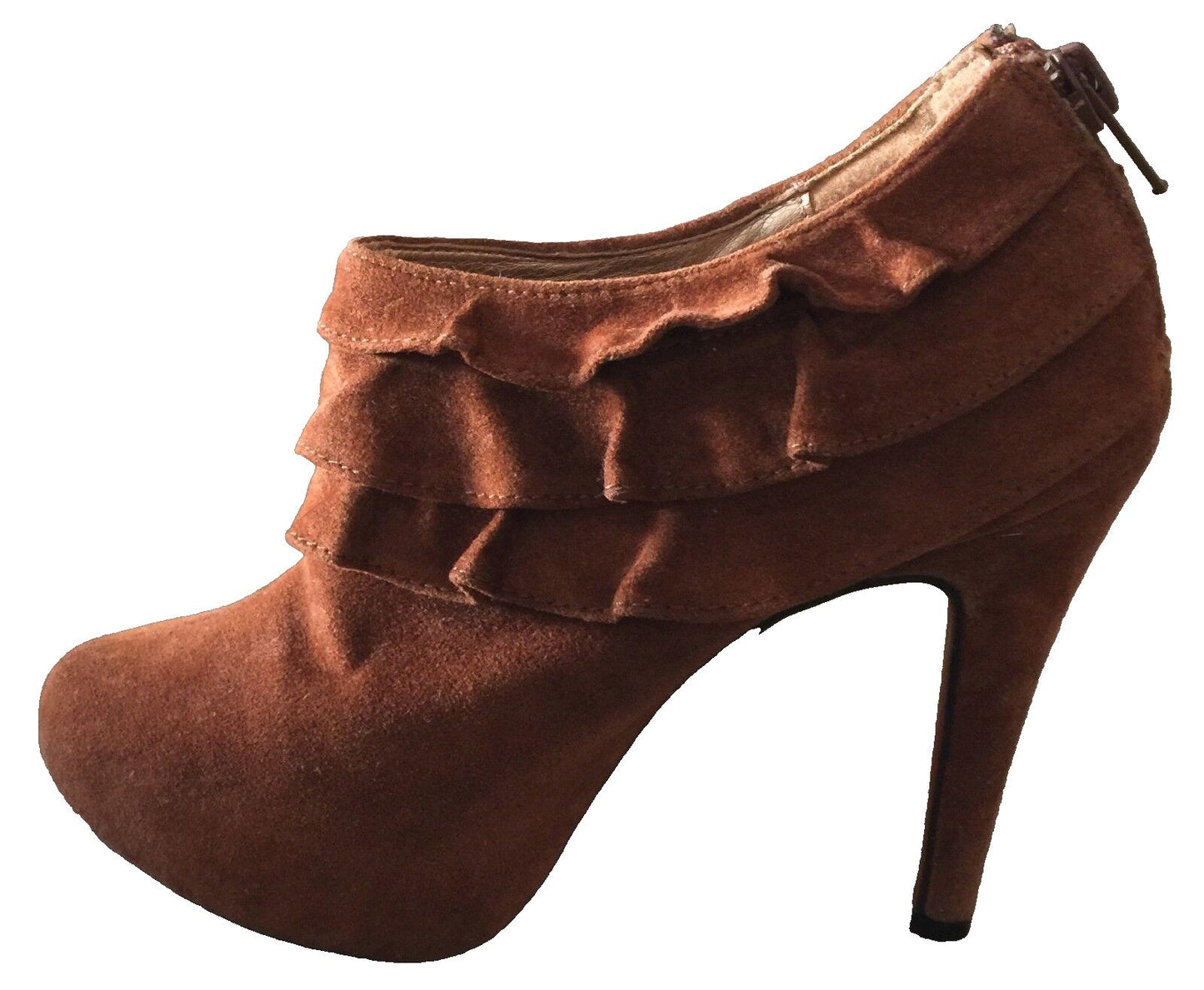 OKI Ankle Boots Tan Suede Look & Feel Stiletto Booties Ladies Size 35