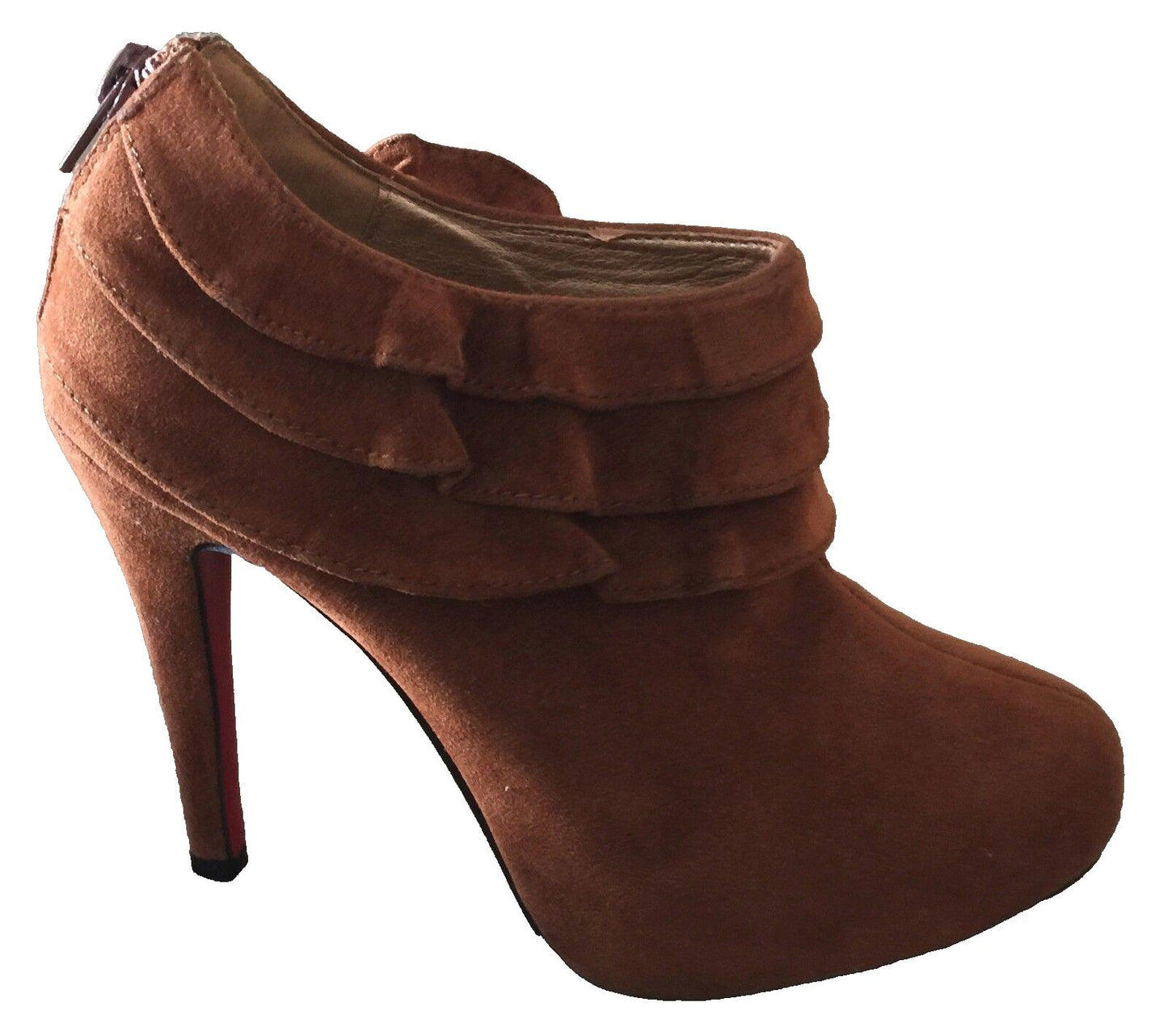 OKI Ankle Boots Tan Suede Look & Feel Stiletto Booties Ladies Size 35