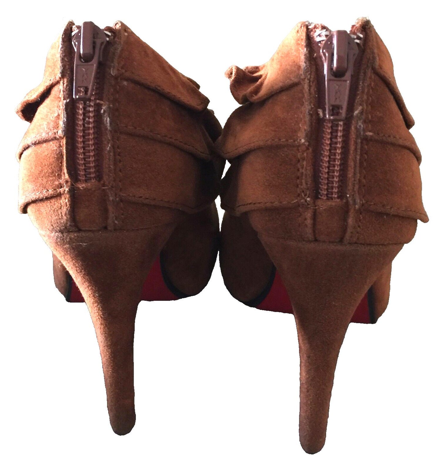 OKI Ankle Boots Tan Suede Look & Feel Stiletto Booties Ladies Size 35