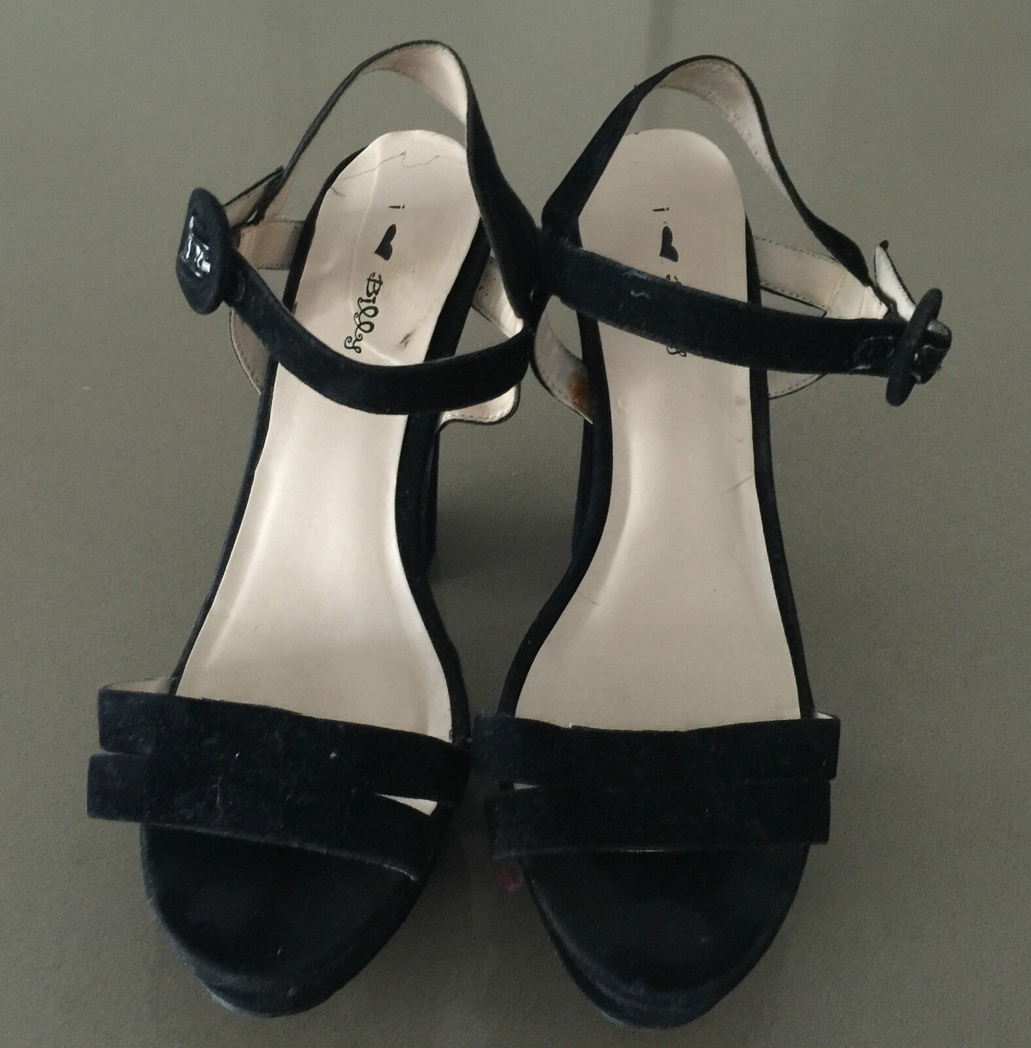 I LOVE BILLY Stiletto Shoes Black Suede Open Toe Ankle Strap Heels Size 40 AU 9+