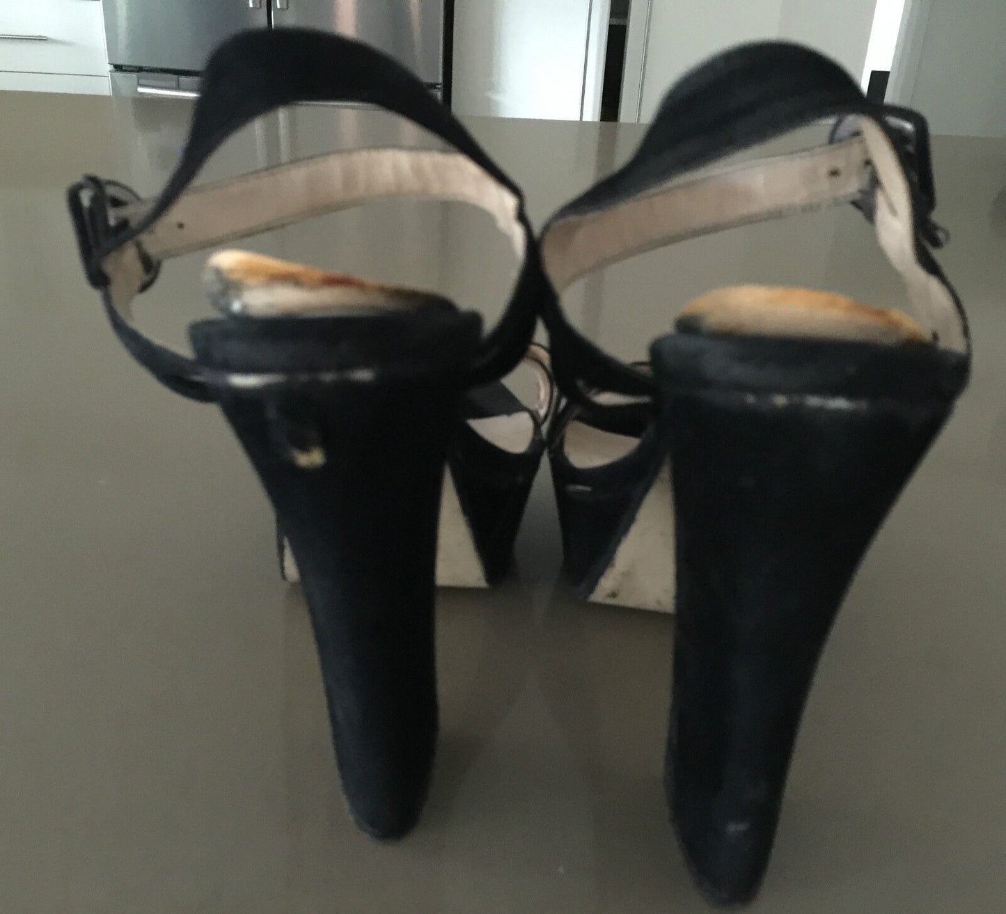 I LOVE BILLY Stiletto Shoes Black Suede Open Toe Ankle Strap Heels Size 40 AU 9+