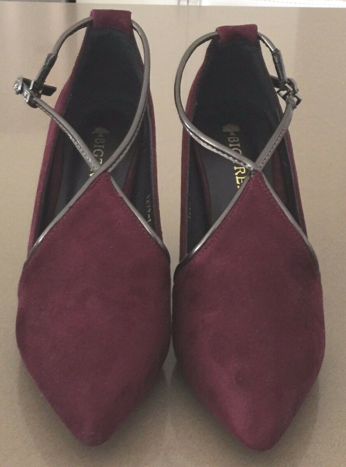 BIGTREE Stiletto Heels Shoes Plum & Bronze Ankle Strap Ladies Size 37 NEW