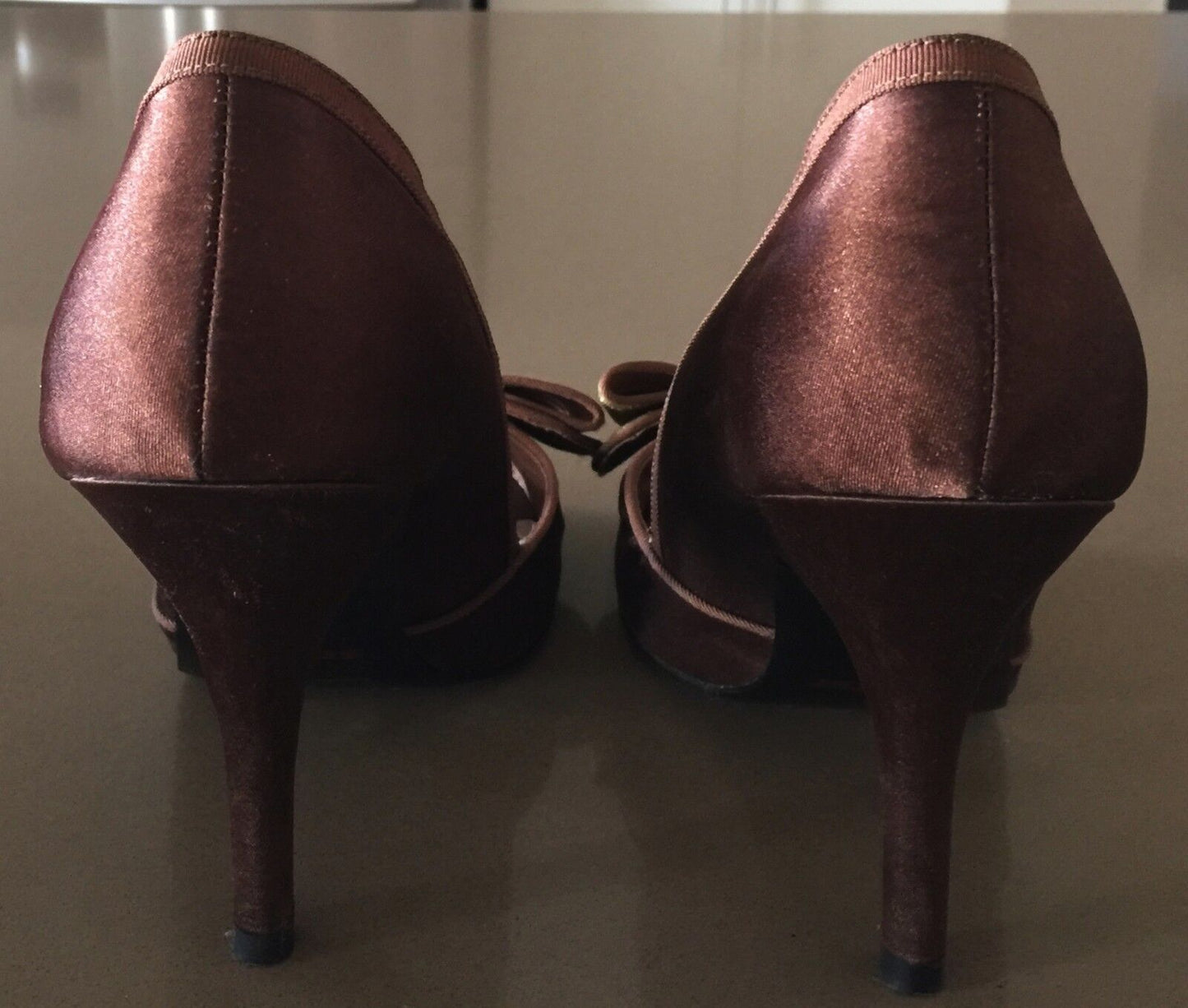 SCOOTER Stiletto Heel Shoes Bronze Brown Fabric Peep Toe 10.5 cm  Ladies Size 39