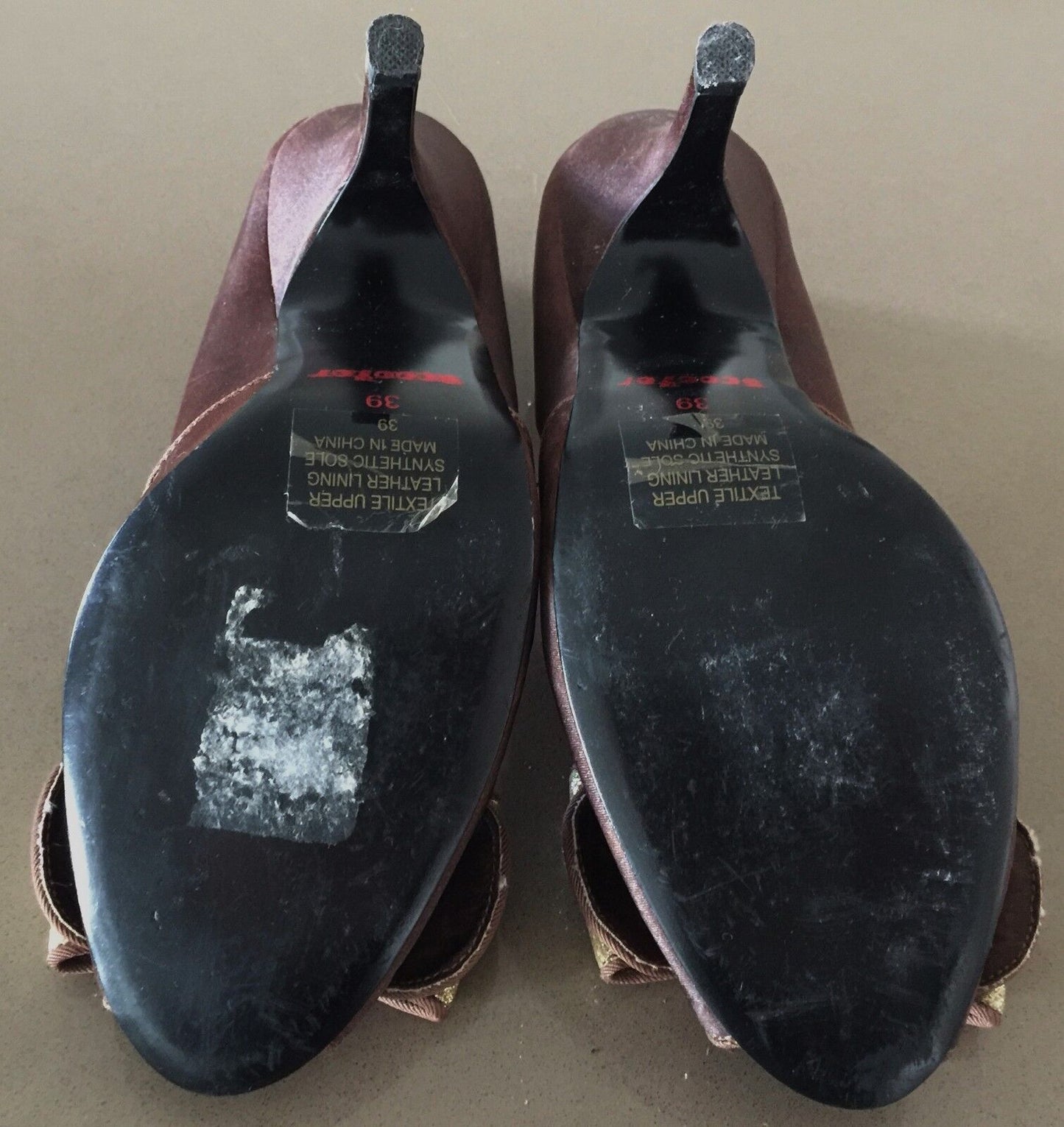 SCOOTER Stiletto Heel Shoes Bronze Brown Fabric Peep Toe 10.5 cm  Ladies Size 39