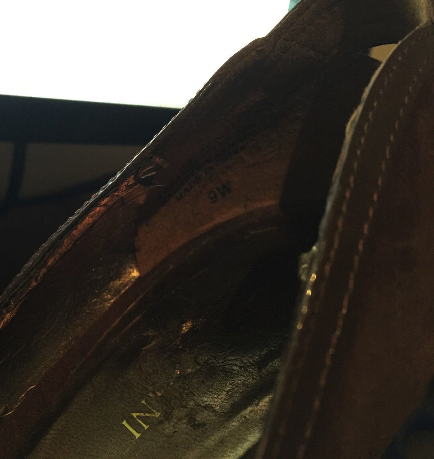 ENZO ANGIOLINI Open Toe Shoes Stiletto Heels Brown Suede Patent Trim  Size 9W