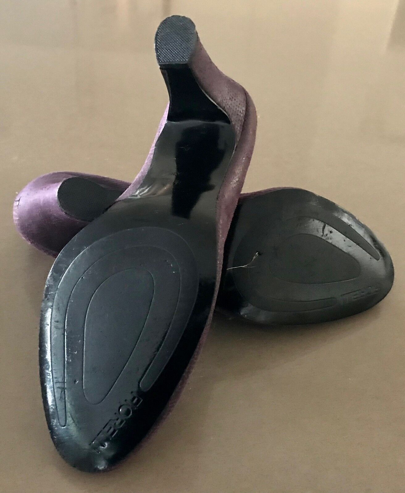 FIORELLI Shoes Purple Faux Snakeskin Block Heel w Bow Trim Ladies Size 8.5 EUC