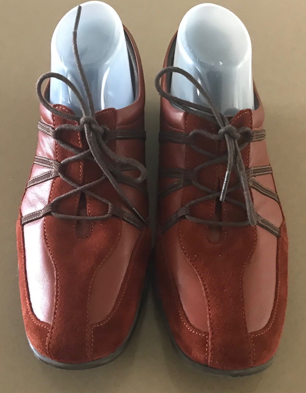 AEROSOLES Lace Up Shoes Brick Colour Leather & SuedeLadies Size 9 EUC