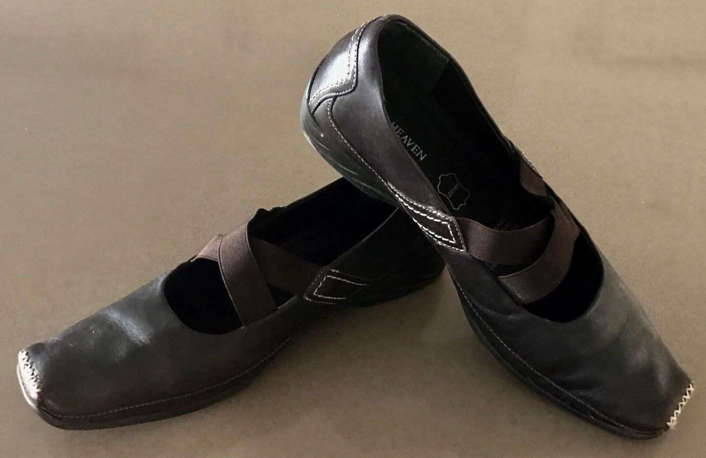 7TH HEAVEN Shoes Brown Leather Loafer Comfortable Slip On Stitch Ladies Size 41