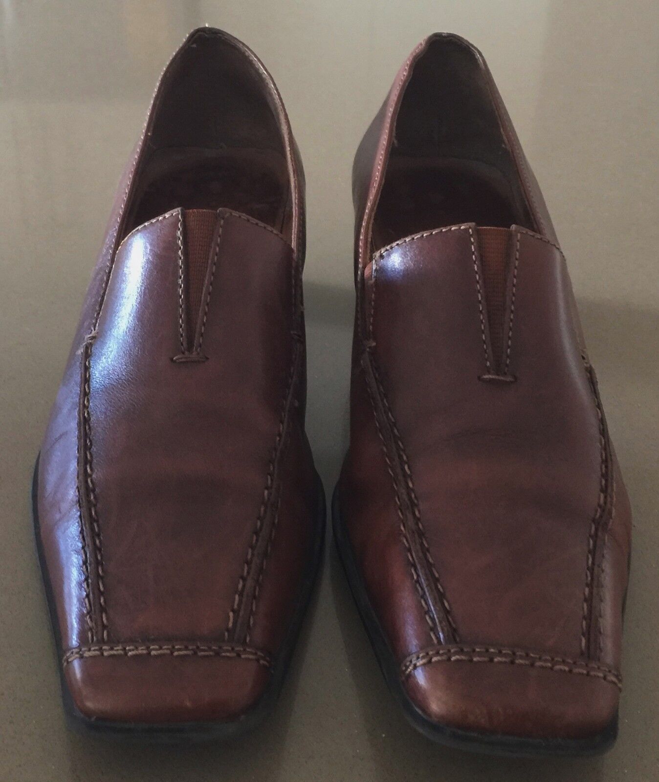 Luscious Rich Tan Leather Loafer Slip On Shoes Ladies Size 36