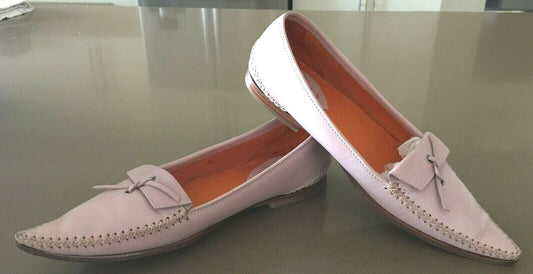 MISS D Shoes Moccasins Powder Pink Leather Pointy Toe Slip On Ladies Size 39