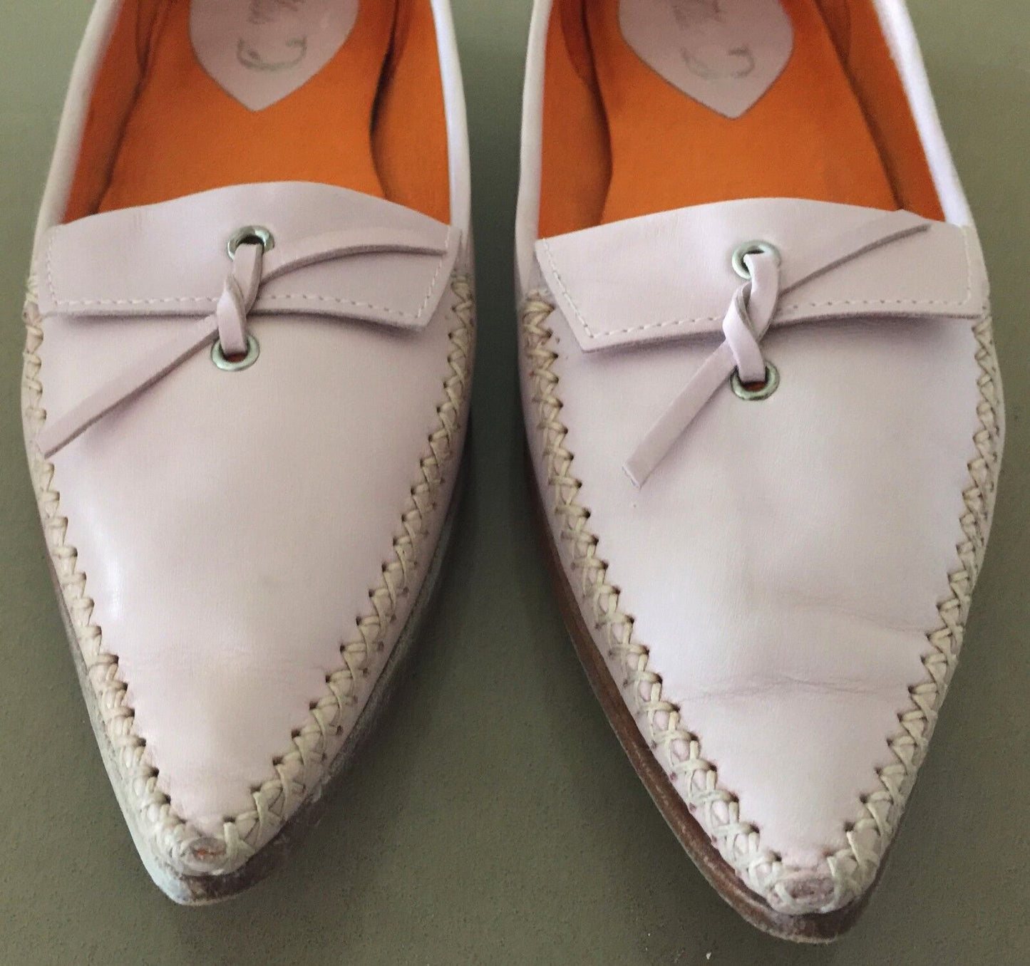 MISS D Shoes Moccasins Powder Pink Leather Pointy Toe Slip On Ladies Size 39