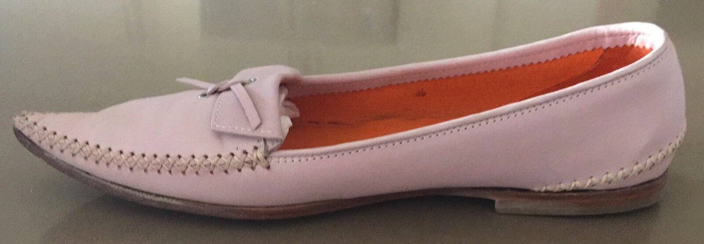 MISS D Shoes Moccasins Powder Pink Leather Pointy Toe Slip On Ladies Size 39